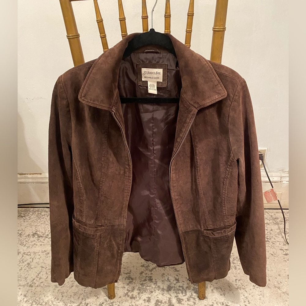 St. John’s Bay brown washable suede jacket, Women’s M